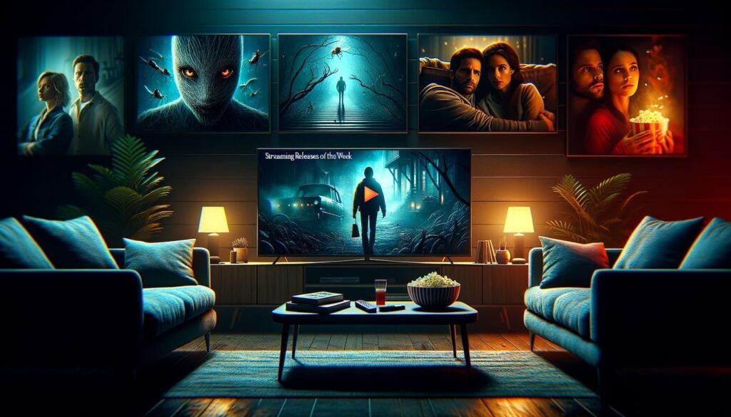 Imagem ilustrativa dos lançamentos da semana na Netflix com destaque para suspense e romance