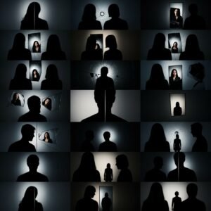 Imagem simbólica inspirada em filmes de suspense psicológico, com atmosfera sombria e sensação de mistério.